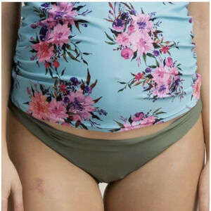 PinkBlush Maternity Swim Bikini Bottoms Womens Medium Olive Green New Lined